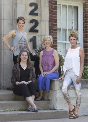 Top left, Devon Olberding, left, Jen Zimmerman Bronder, center, Carol Daly, right, Ann Fleckensteing - Photo by Lisa Lewis from Envisage studios